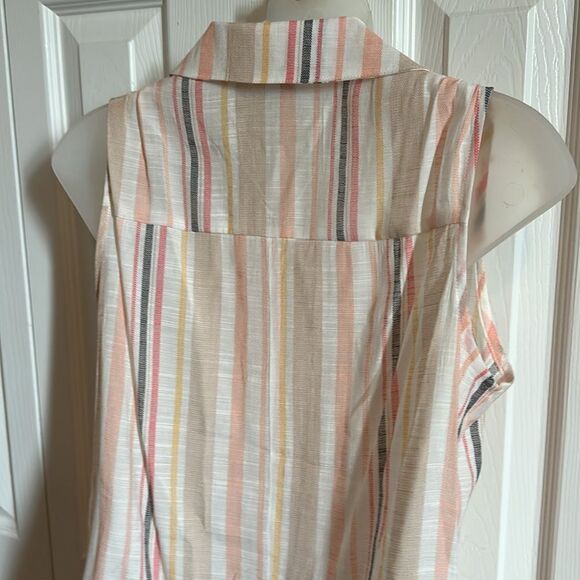 Ava & Grace vertical Striped Pastel Front Toe Tank Blouse Top Shirt Small S NWT - Picture 5 of 6